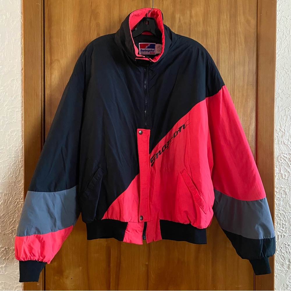 Vintage Snap-On Puffer Windbreaker Men’s XXL Black Gray Pink  EUC!